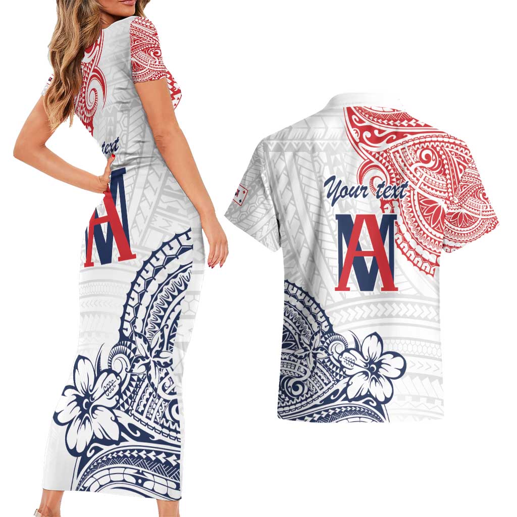 Kingdom of Uvea 1842-1860 Personalized Couples Matching Short Sleeve Bodycon Dress and Hawaiian Shirt Wallis and Futuna Polynesian Tribal Pattern LT9 - Polynesian Pride