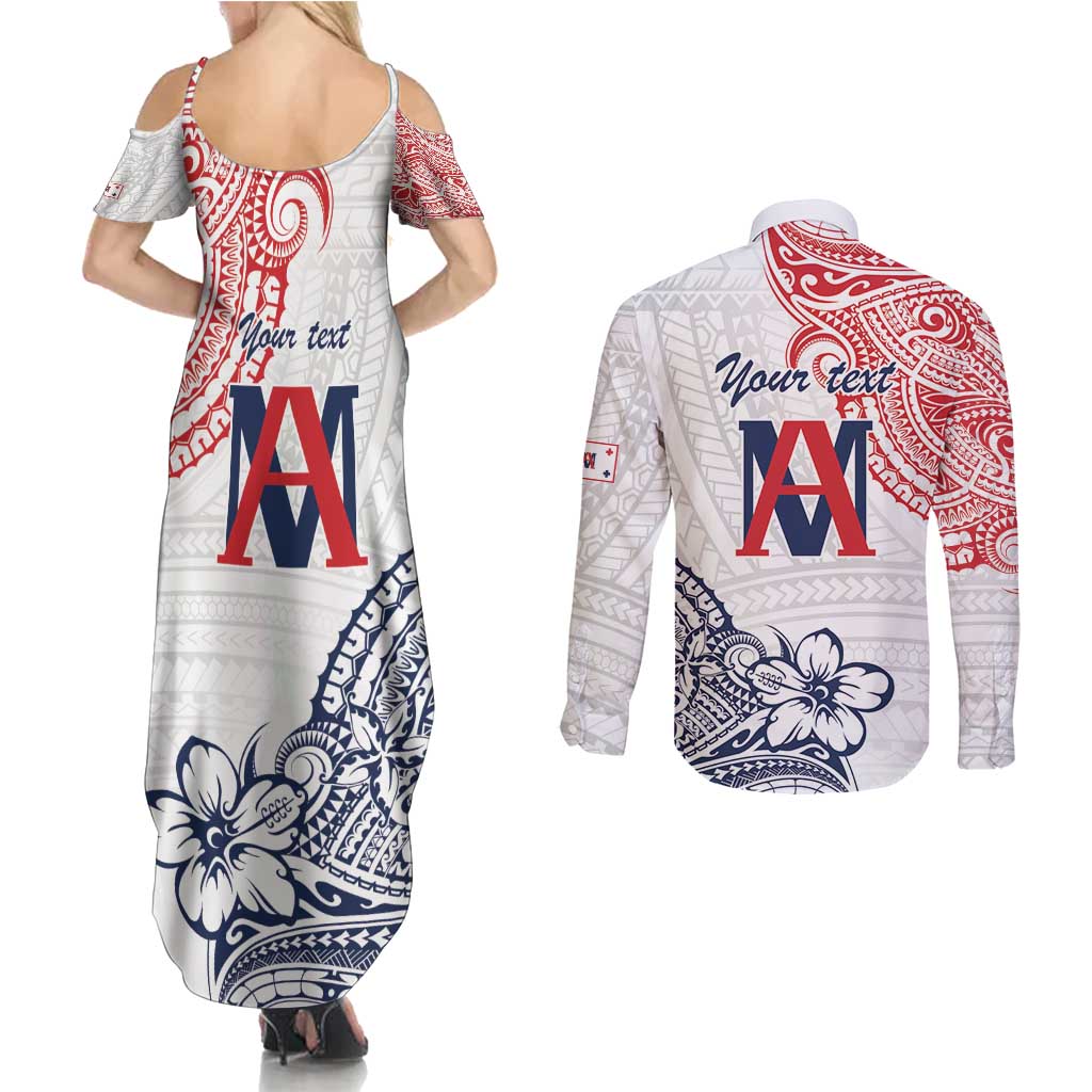 Kingdom of Uvea 1842-1860 Personalized Couples Matching Summer Maxi Dress and Long Sleeve Button Shirt Wallis and Futuna Polynesian Tribal Pattern LT9 - Polynesian Pride
