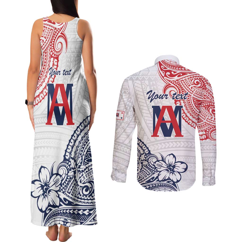 Kingdom of Uvea 1842-1860 Personalized Couples Matching Tank Maxi Dress and Long Sleeve Button Shirt Wallis and Futuna Polynesian Tribal Pattern LT9 - Polynesian Pride