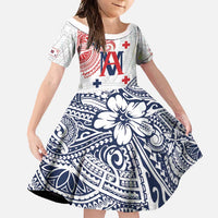 Kingdom of Uvea 1842-1860 Personalized Family Matching Off Shoulder Maxi Dress and Hawaiian Shirt Wallis and Futuna Polynesian Tribal Pattern LT9 Daughter's Dress White - Polynesian Pride