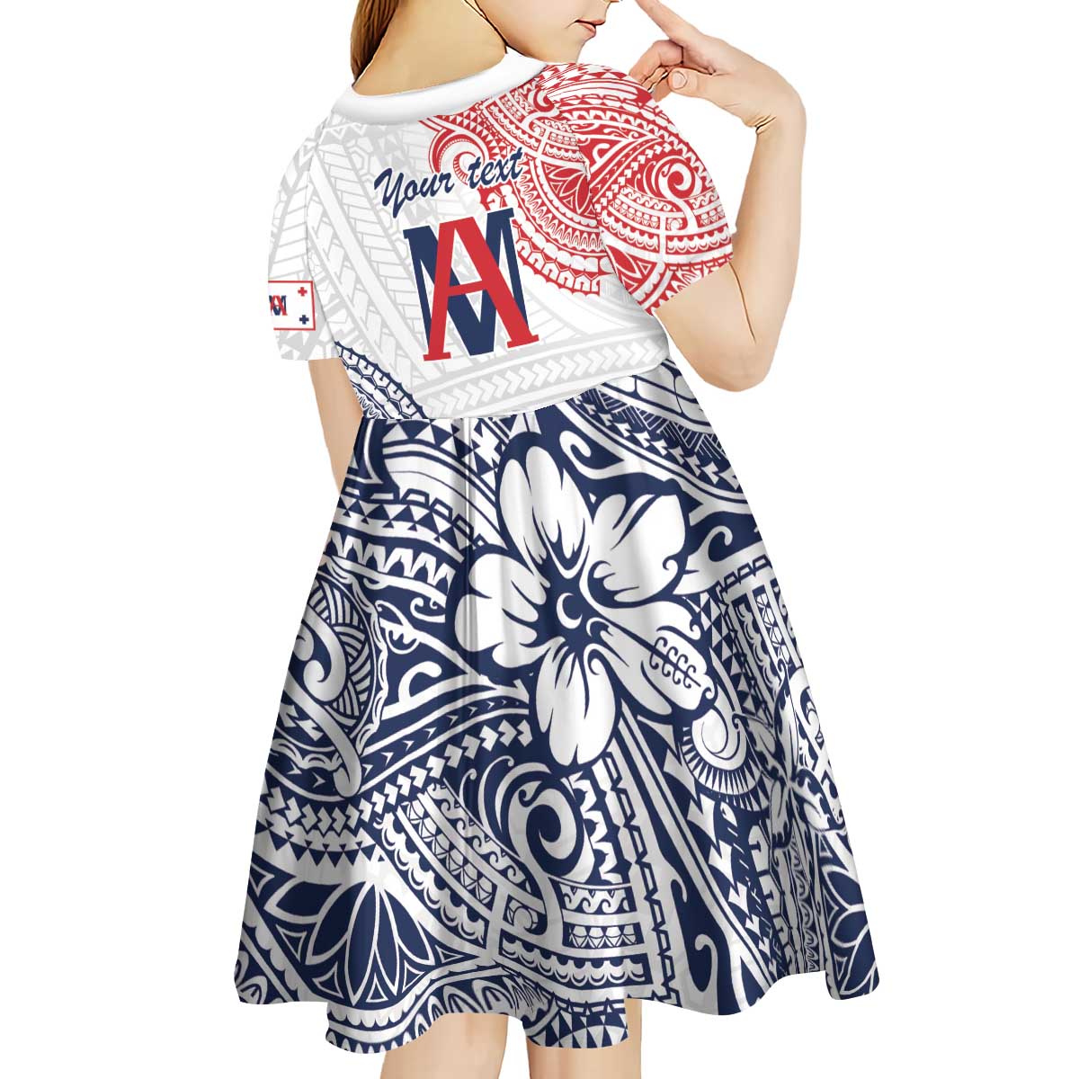 Kingdom of Uvea 1842-1860 Personalized Kid Short Sleeve Dress Wallis and Futuna Polynesian Tribal Pattern LT9 - Polynesian Pride