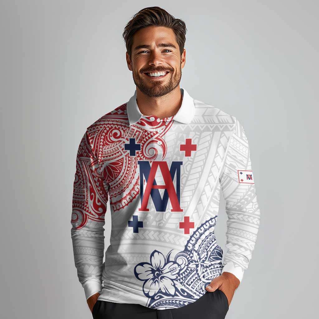 Kingdom of Uvea 1842-1860 Personalized Long Sleeve Polo Shirt Wallis and Futuna Polynesian Tribal Pattern LT9 - Polynesian Pride