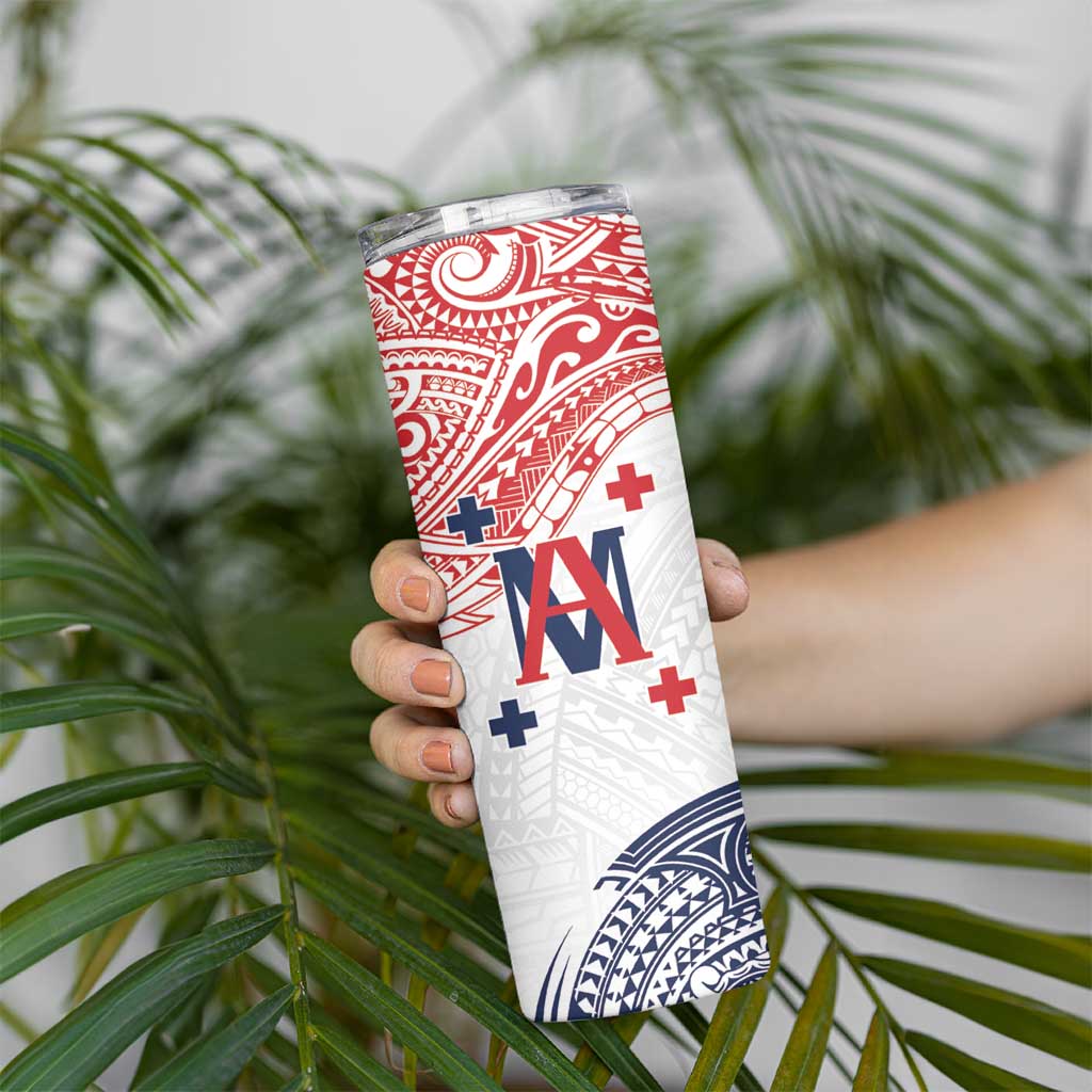 Kingdom of Uvea 1842-1860 Personalized Skinny Tumbler Wallis and Futuna Polynesian Tribal Pattern LT9 - Polynesian Pride