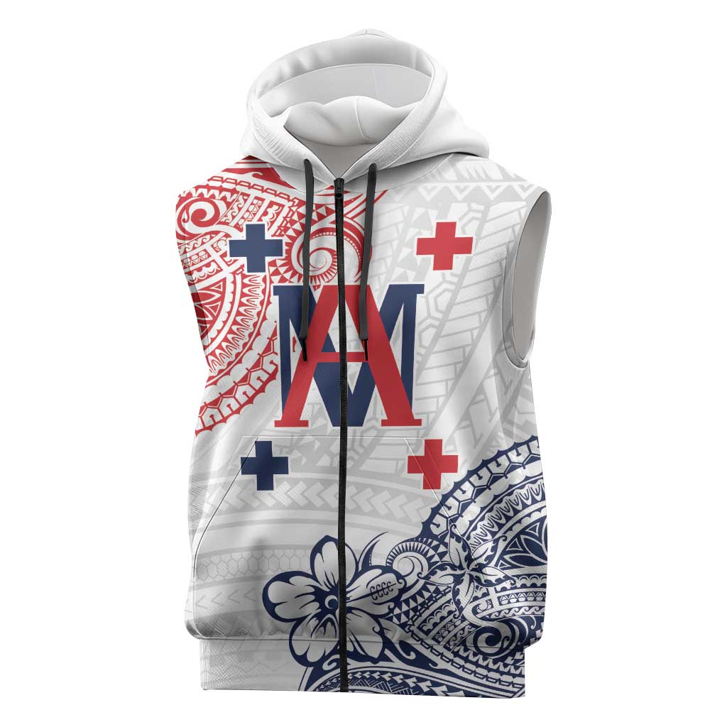 Kingdom of Uvea 1842-1860 Personalized Sleeveless Zip Hoodie Wallis and Futuna Polynesian Tribal Pattern LT9 White - Polynesian Pride