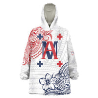 Kingdom of Uvea 1842-1860 Personalized Wearable Blanket Hoodie Wallis and Futuna Polynesian Tribal Pattern LT9 One Size White - Polynesian Pride