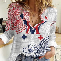 Kingdom of Uvea 1842-1860 Personalized Women Casual Shirt Wallis and Futuna Polynesian Tribal Pattern LT9 Female White - Polynesian Pride