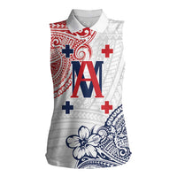 Kingdom of Uvea 1842-1860 Personalized Women Sleeveless Polo Shirt Wallis and Futuna Polynesian Tribal Pattern LT9 Female White - Polynesian Pride