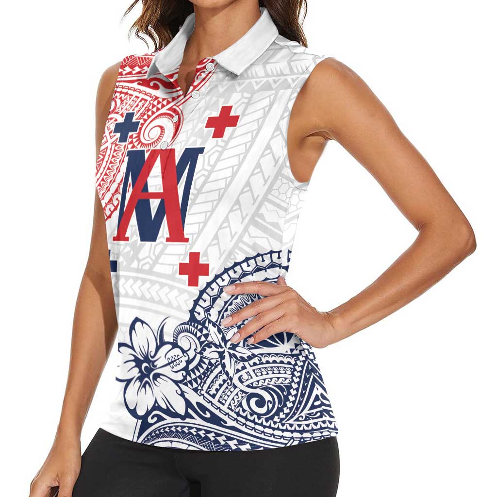 Kingdom of Uvea 1842-1860 Personalized Women Sleeveless Polo Shirt Wallis and Futuna Polynesian Tribal Pattern LT9 - Polynesian Pride