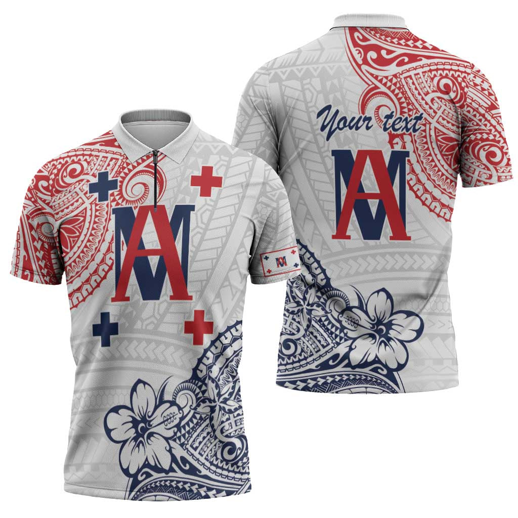 Kingdom of Uvea 1842-1860 Personalized Zipper Polo Shirt Wallis and Futuna Polynesian Tribal Pattern LT9 - Polynesian Pride