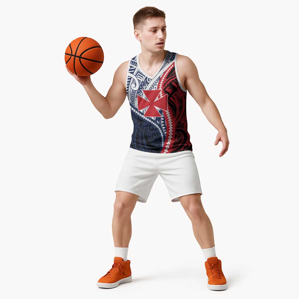 Kingdom of Uvea 1860-1886 Personalized Basketball Jersey Wallis and Futuna Polynesian Tribal Pattern - Polynesian Pride
