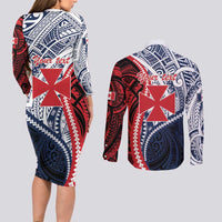 Kingdom of Uvea 1860-1886 Personalized Couples Matching Long Sleeve Bodycon Dress and Long Sleeve Button Shirt Wallis and Futuna Polynesian Tribal Pattern LT9 - Polynesian Pride