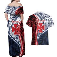 Kingdom of Uvea 1860-1886 Personalized Couples Matching Off Shoulder Maxi Dress and Hawaiian Shirt Wallis and Futuna Polynesian Tribal Pattern LT9 - Polynesian Pride