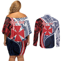 Kingdom of Uvea 1860-1886 Personalized Couples Matching Off Shoulder Short Dress and Long Sleeve Button Shirt Wallis and Futuna Polynesian Tribal Pattern LT9 - Polynesian Pride