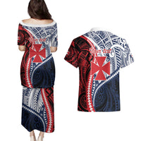 Kingdom of Uvea 1860-1886 Personalized Couples Matching Puletasi and Hawaiian Shirt Wallis and Futuna Polynesian Tribal Pattern LT9 - Polynesian Pride