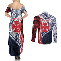 Kingdom of Uvea 1860-1886 Personalized Couples Matching Summer Maxi Dress and Long Sleeve Button Shirt Wallis and Futuna Polynesian Tribal Pattern LT9 - Polynesian Pride