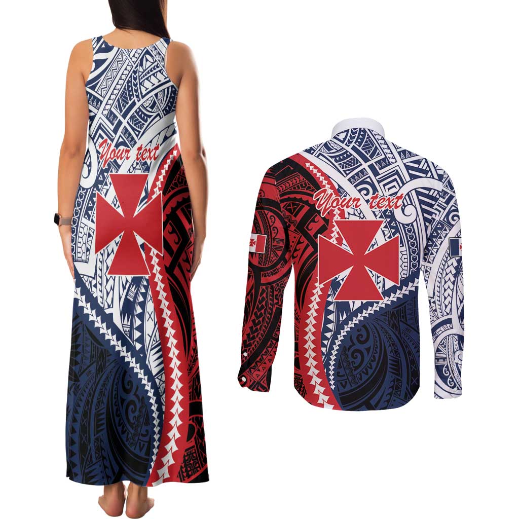 Kingdom of Uvea 1860-1886 Personalized Couples Matching Tank Maxi Dress and Long Sleeve Button Shirt Wallis and Futuna Polynesian Tribal Pattern LT9 - Polynesian Pride