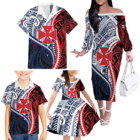 Kingdom of Uvea 1860-1886 Personalized Family Matching Off The Shoulder Long Sleeve Dress and Hawaiian Shirt Wallis and Futuna Polynesian Tribal Pattern LT9 - Polynesian Pride