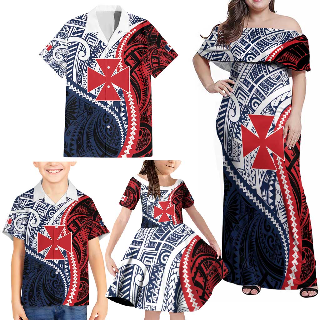 Kingdom of Uvea 1860-1886 Personalized Family Matching Off Shoulder Maxi Dress and Hawaiian Shirt Wallis and Futuna Polynesian Tribal Pattern LT9 - Polynesian Pride