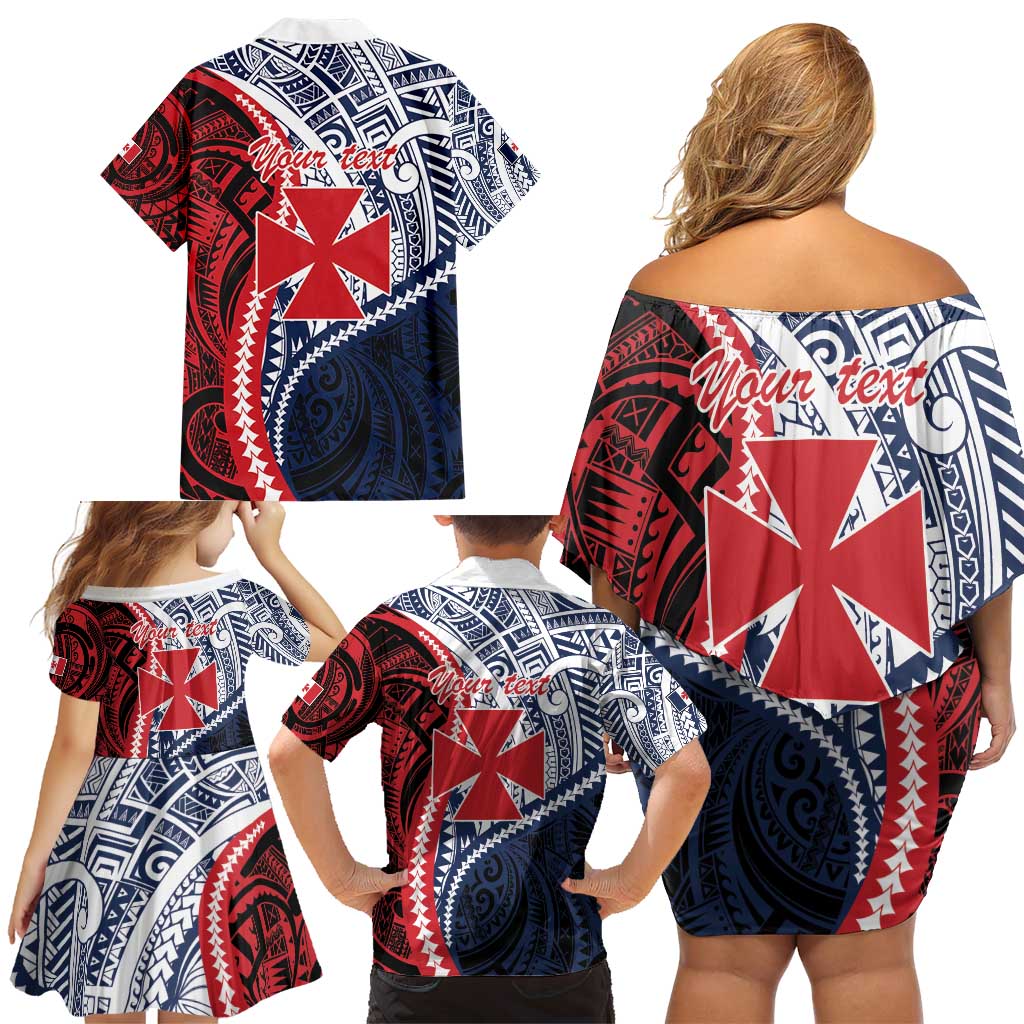 Kingdom of Uvea 1860-1886 Personalized Family Matching Off Shoulder Short Dress and Hawaiian Shirt Wallis and Futuna Polynesian Tribal Pattern LT9 - Polynesian Pride