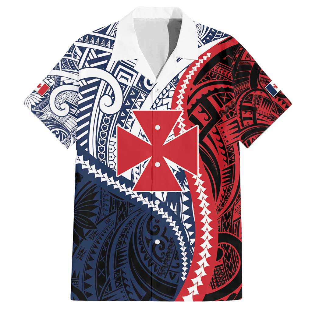 Kingdom of Uvea 1860-1886 Personalized Family Matching Off Shoulder Short Dress and Hawaiian Shirt Wallis and Futuna Polynesian Tribal Pattern LT9 Dad's Shirt - Short Sleeve Red - Polynesian Pride