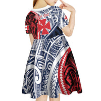 Kingdom of Uvea 1860-1886 Personalized Kid Short Sleeve Dress Wallis and Futuna Polynesian Tribal Pattern LT9 - Polynesian Pride