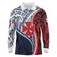 Kingdom of Uvea 1860-1886 Personalized Long Sleeve Polo Shirt Wallis and Futuna Polynesian Tribal Pattern LT9 Red - Polynesian Pride