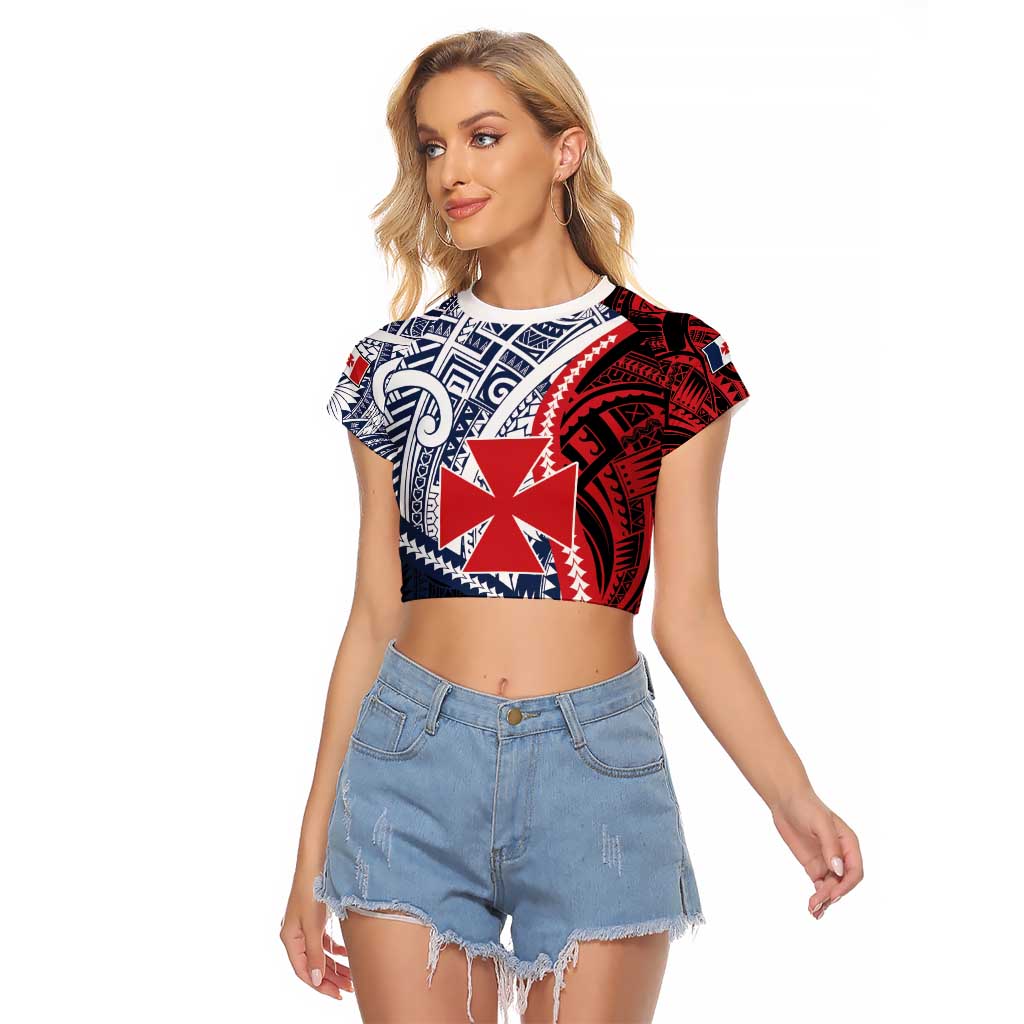 Kingdom of Uvea 1860-1886 Personalized Raglan Cropped T Shirt Wallis and Futuna Polynesian Tribal Pattern