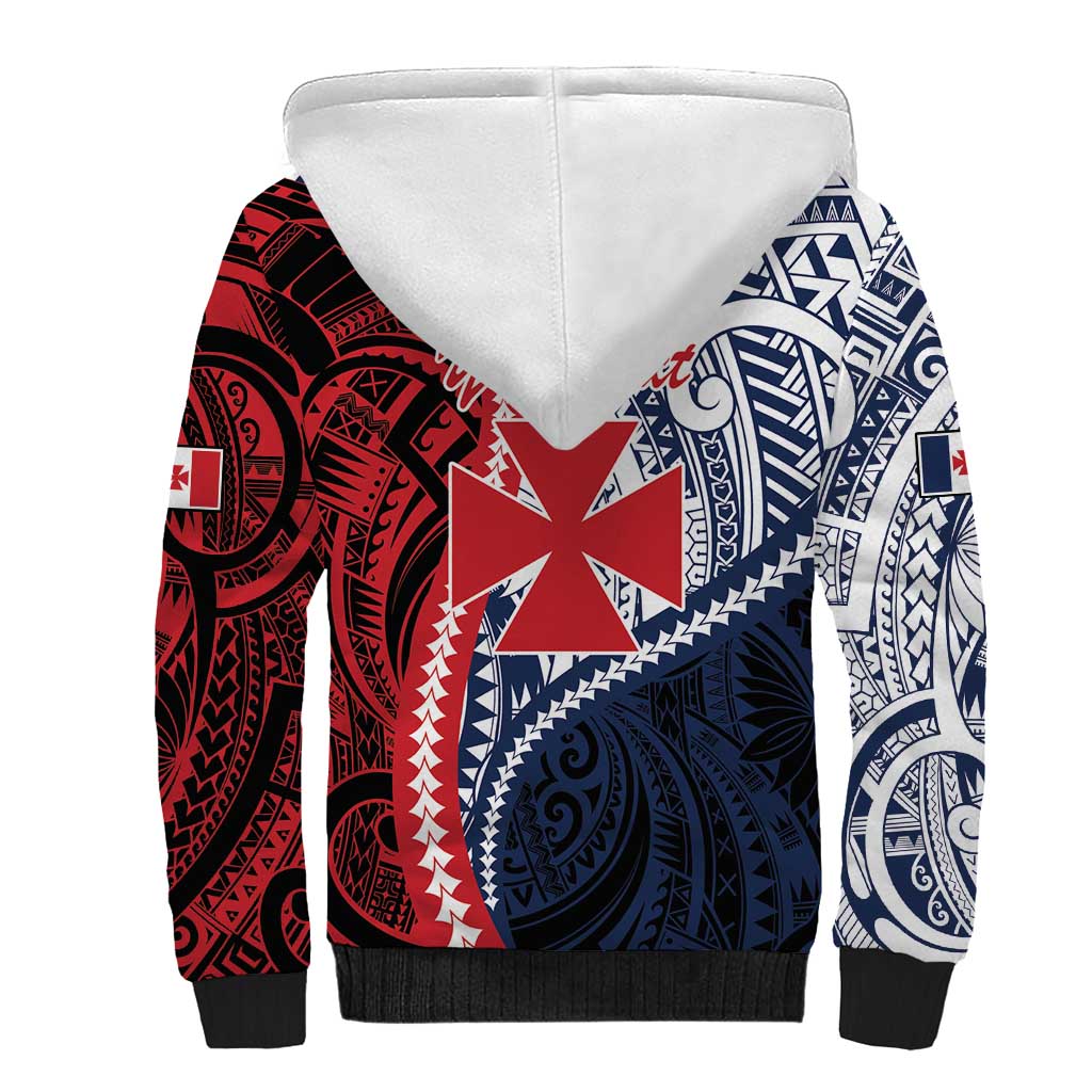 Kingdom of Uvea 1860-1886 Personalized Sherpa Hoodie Wallis and Futuna Polynesian Tribal Pattern LT9 - Polynesian Pride