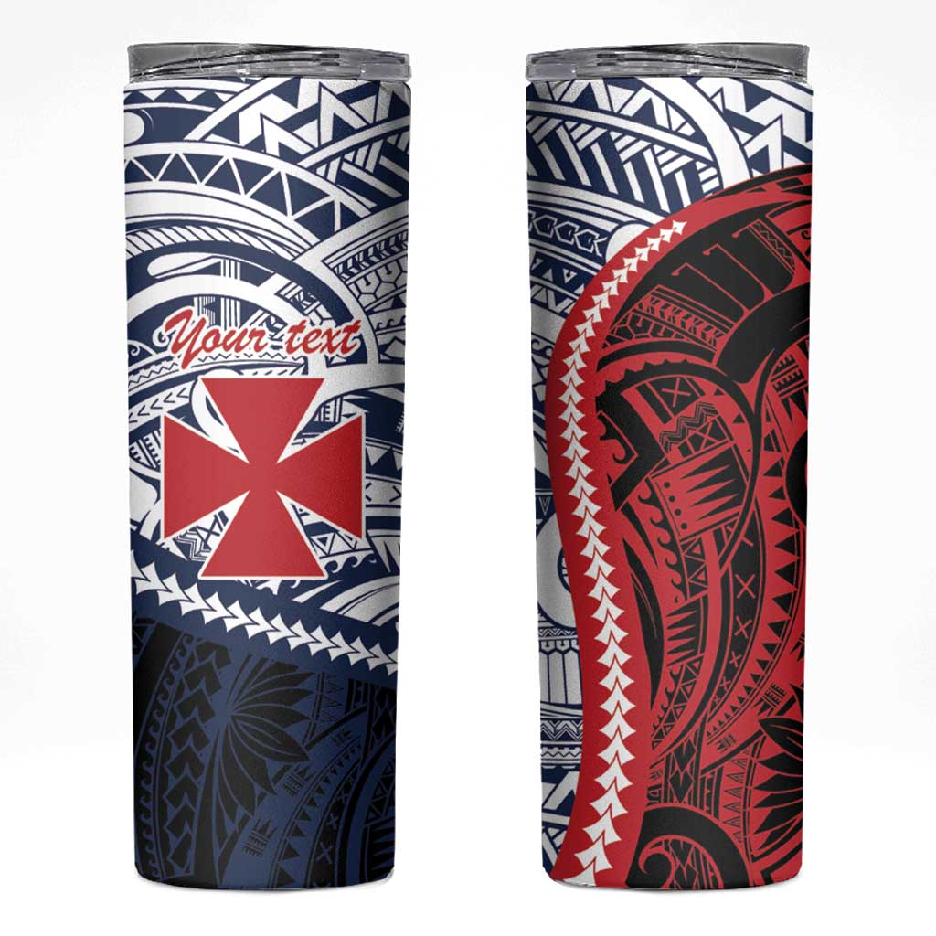 Kingdom of Uvea 1860-1886 Personalized Skinny Tumbler Wallis and Futuna Polynesian Tribal Pattern LT9 Red - Polynesian Pride