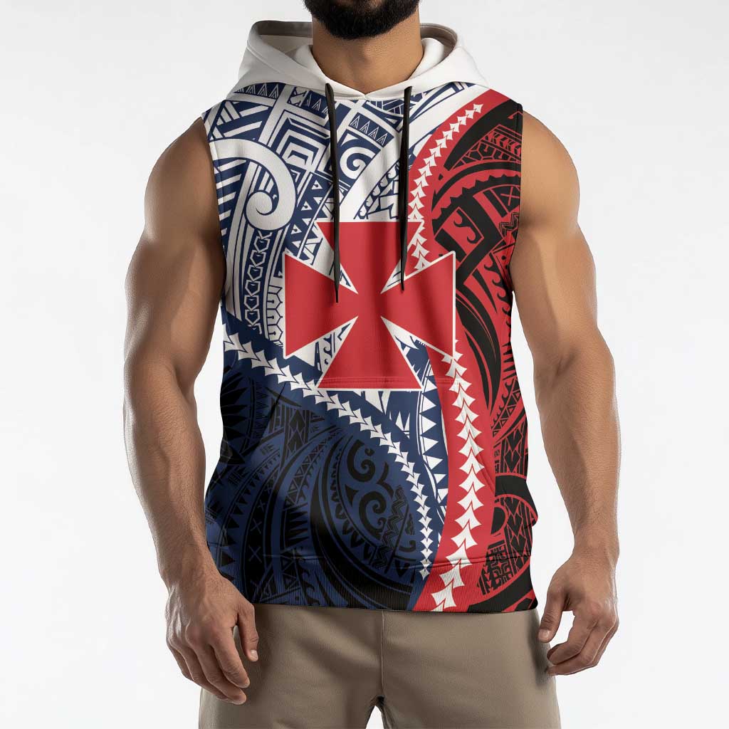 Kingdom of Uvea 1860-1886 Personalized Sleeveless Hoodie Wallis and Futuna Polynesian Tribal Pattern LT9 - Polynesian Pride
