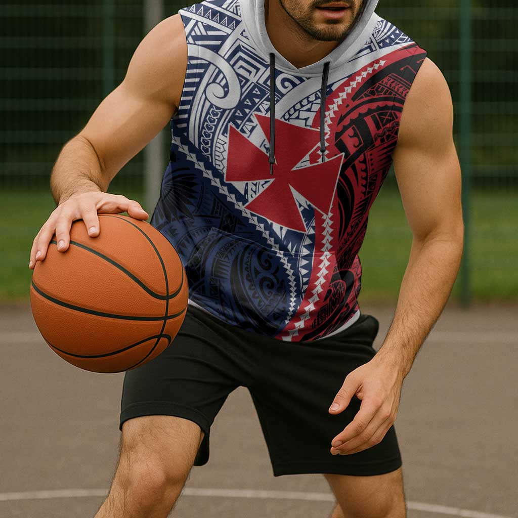 Kingdom of Uvea 1860-1886 Personalized Sleeveless Hoodie Wallis and Futuna Polynesian Tribal Pattern LT9 - Polynesian Pride