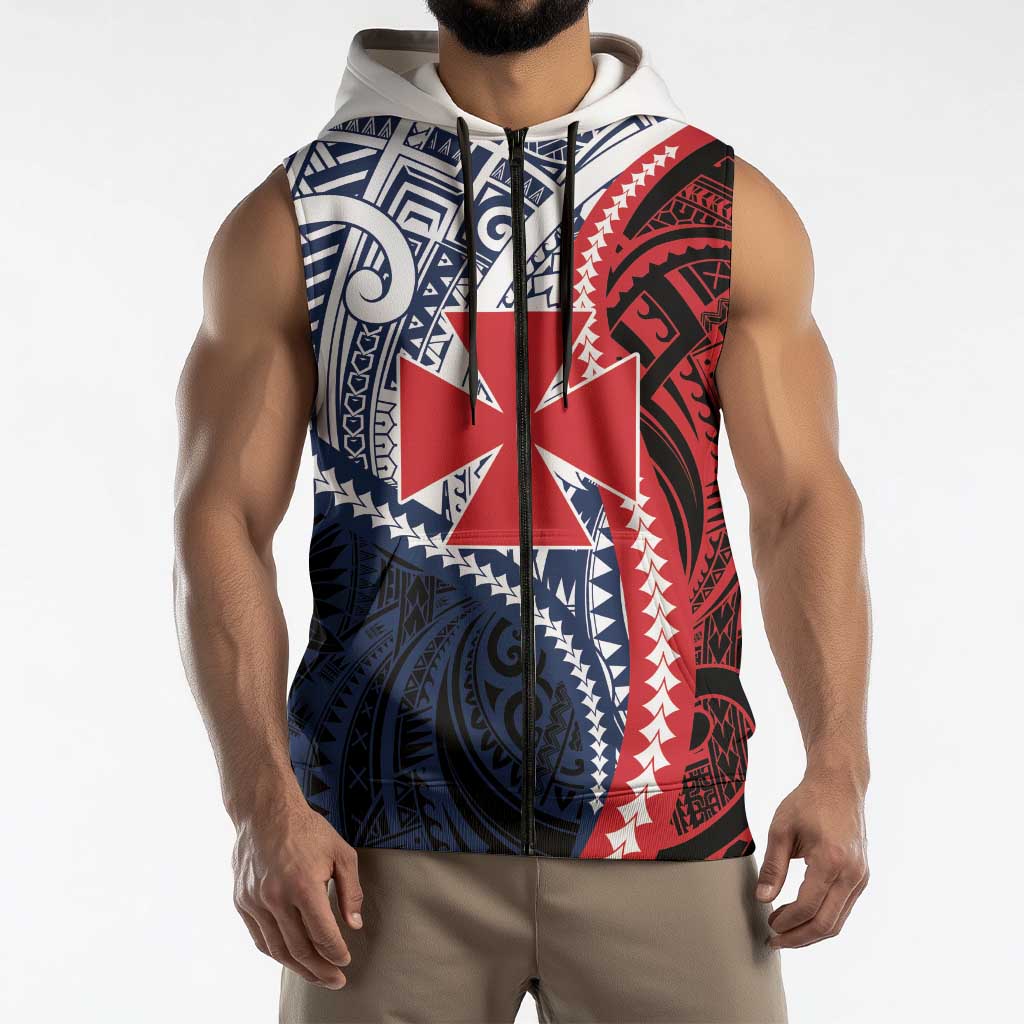 Kingdom of Uvea 1860-1886 Personalized Sleeveless Zip Hoodie Wallis and Futuna Polynesian Tribal Pattern LT9 - Polynesian Pride