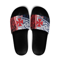 Kingdom of Uvea 1860-1886 Personalized Slide Sandals Wallis and Futuna Polynesian Tribal Pattern - Polynesian Pride