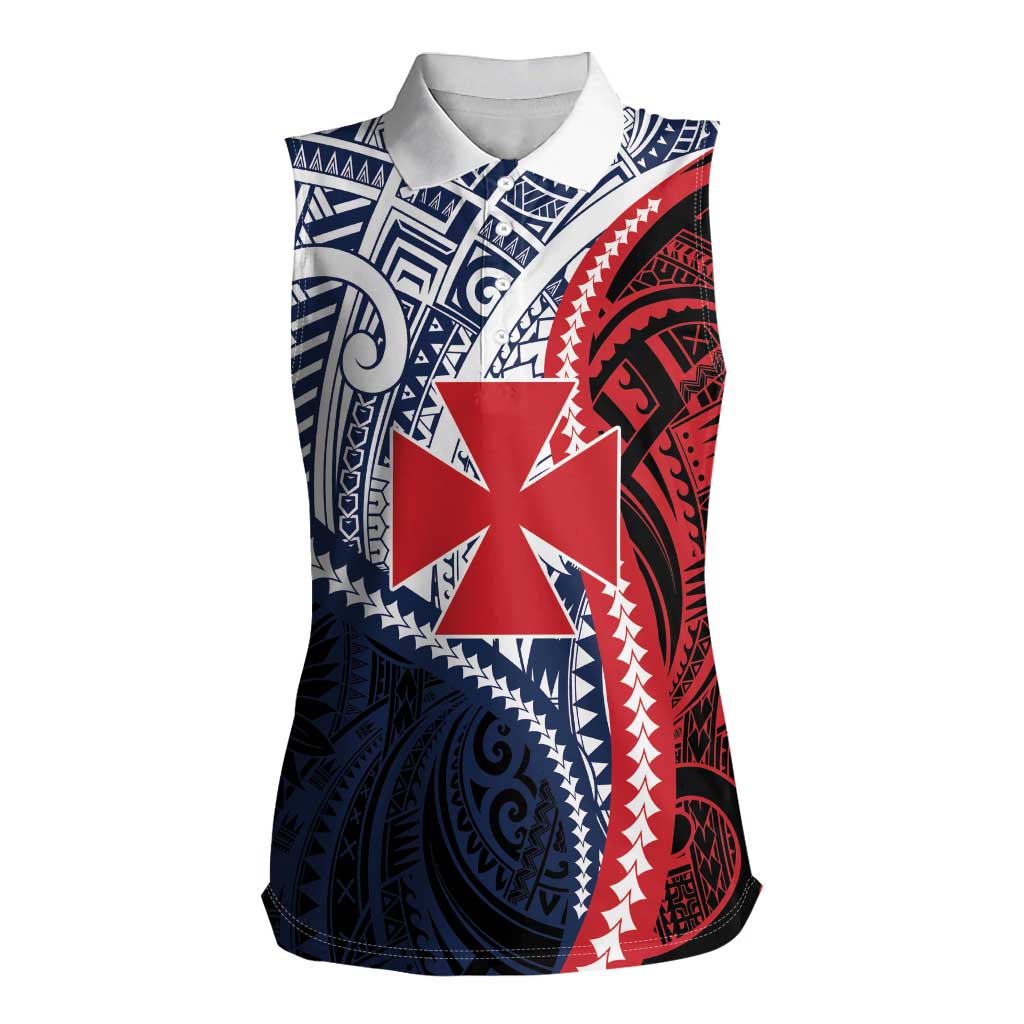 Kingdom of Uvea 1860-1886 Personalized Women Sleeveless Polo Shirt Wallis and Futuna Polynesian Tribal Pattern LT9 Female Red - Polynesian Pride