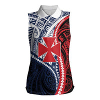 Kingdom of Uvea 1860-1886 Personalized Women Sleeveless Polo Shirt Wallis and Futuna Polynesian Tribal Pattern LT9 Female Red - Polynesian Pride
