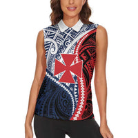 Kingdom of Uvea 1860-1886 Personalized Women Sleeveless Polo Shirt Wallis and Futuna Polynesian Tribal Pattern LT9 - Polynesian Pride
