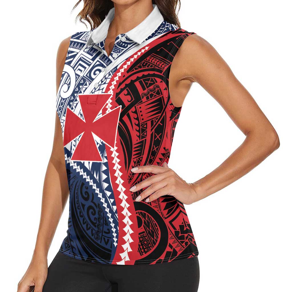Kingdom of Uvea 1860-1886 Personalized Women Sleeveless Polo Shirt Wallis and Futuna Polynesian Tribal Pattern LT9 - Polynesian Pride