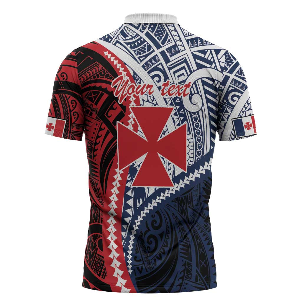 Kingdom of Uvea 1860-1886 Personalized Zipper Polo Shirt Wallis and Futuna Polynesian Tribal Pattern LT9 - Polynesian Pride