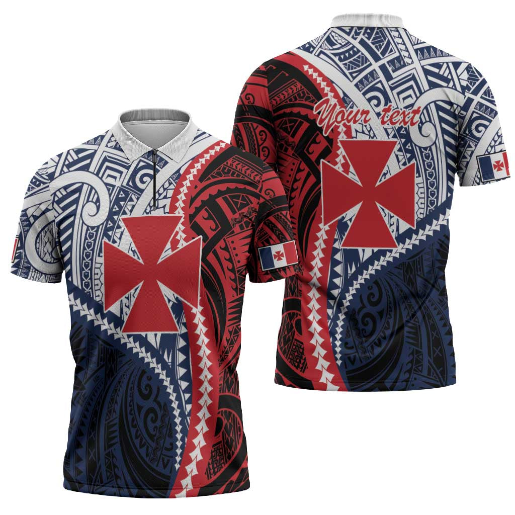 Kingdom of Uvea 1860-1886 Personalized Zipper Polo Shirt Wallis and Futuna Polynesian Tribal Pattern LT9 - Polynesian Pride