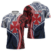 Kingdom of Uvea 1860-1886 Personalized Zipper Polo Shirt Wallis and Futuna Polynesian Tribal Pattern LT9 - Polynesian Pride
