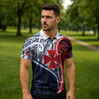 Kingdom of Uvea 1860-1886 Personalized Zipper Polo Shirt Wallis and Futuna Polynesian Tribal Pattern LT9 - Polynesian Pride