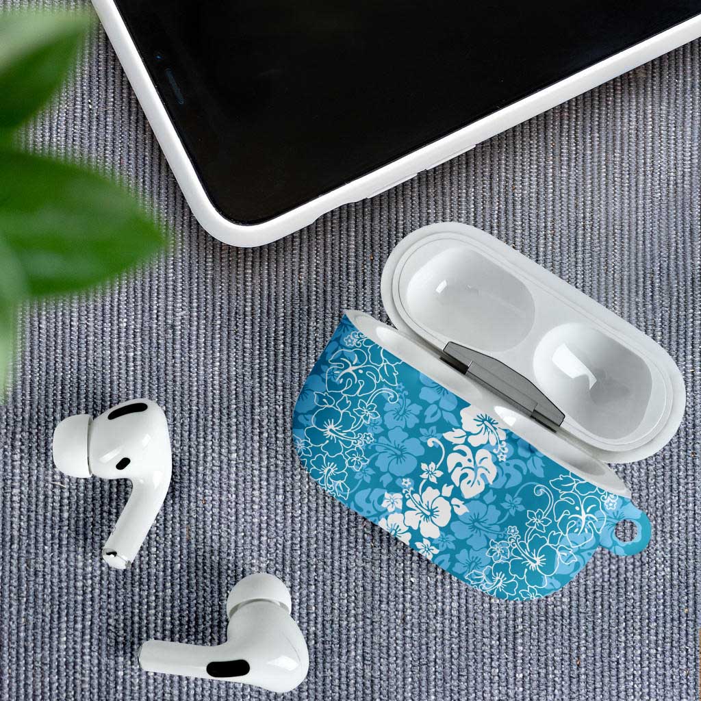 Hawaiian Lei Day AirPods Case Blue Hibiscus Flowers Lei Art - Polynesian Pride