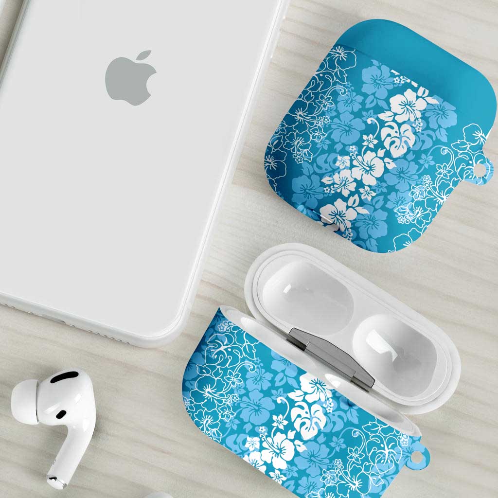 Hawaiian Lei Day AirPods Case Blue Hibiscus Flowers Lei Art - Polynesian Pride