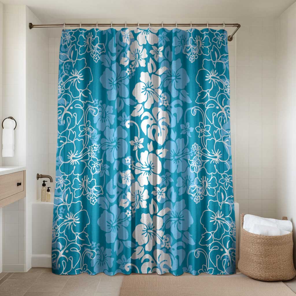 Hawaiian Lei Day Bathroom Set Blue Hibiscus Flowers Lei Art - Polynesian Pride