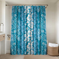 Hawaiian Lei Day Bathroom Set Blue Hibiscus Flowers Lei Art - Polynesian Pride