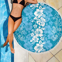 Hawaiian Lei Day Beach Blanket Blue Hibiscus Flowers Lei Art LT9 - Polynesian Pride