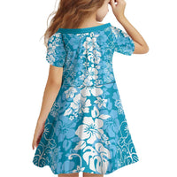 Hawaiian Lei Day Family Matching Long Sleeve Bodycon Dress and Hawaiian Shirt Blue Hibiscus Flowers Lei Art LT9 - Polynesian Pride
