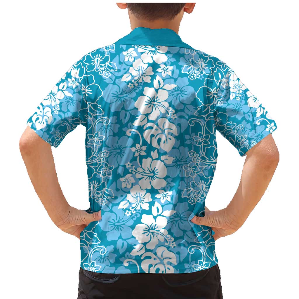 Hawaiian Lei Day Family Matching Mermaid Dress and Hawaiian Shirt Blue Hibiscus Flowers Lei Art LT9 - Polynesian Pride