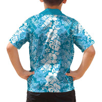 Hawaiian Lei Day Family Matching Off Shoulder Maxi Dress and Hawaiian Shirt Blue Hibiscus Flowers Lei Art LT9 - Polynesian Pride