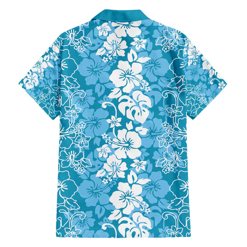 Hawaiian Lei Day Family Matching Off Shoulder Maxi Dress and Hawaiian Shirt Blue Hibiscus Flowers Lei Art LT9 - Polynesian Pride
